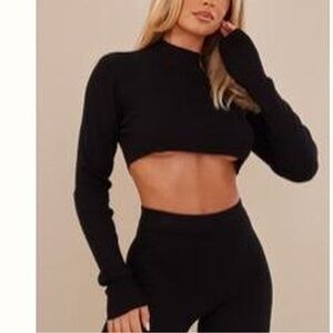 plt black crew neck knitted top